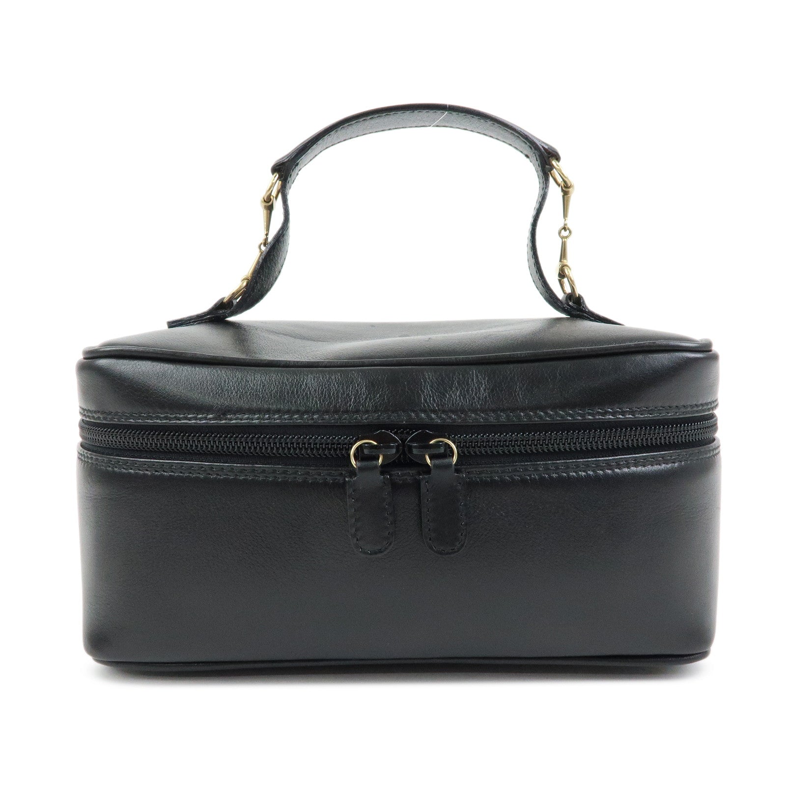 GUCCI Horsebit Leather Vanity Bag Cosmetic Bag Black 03217050140