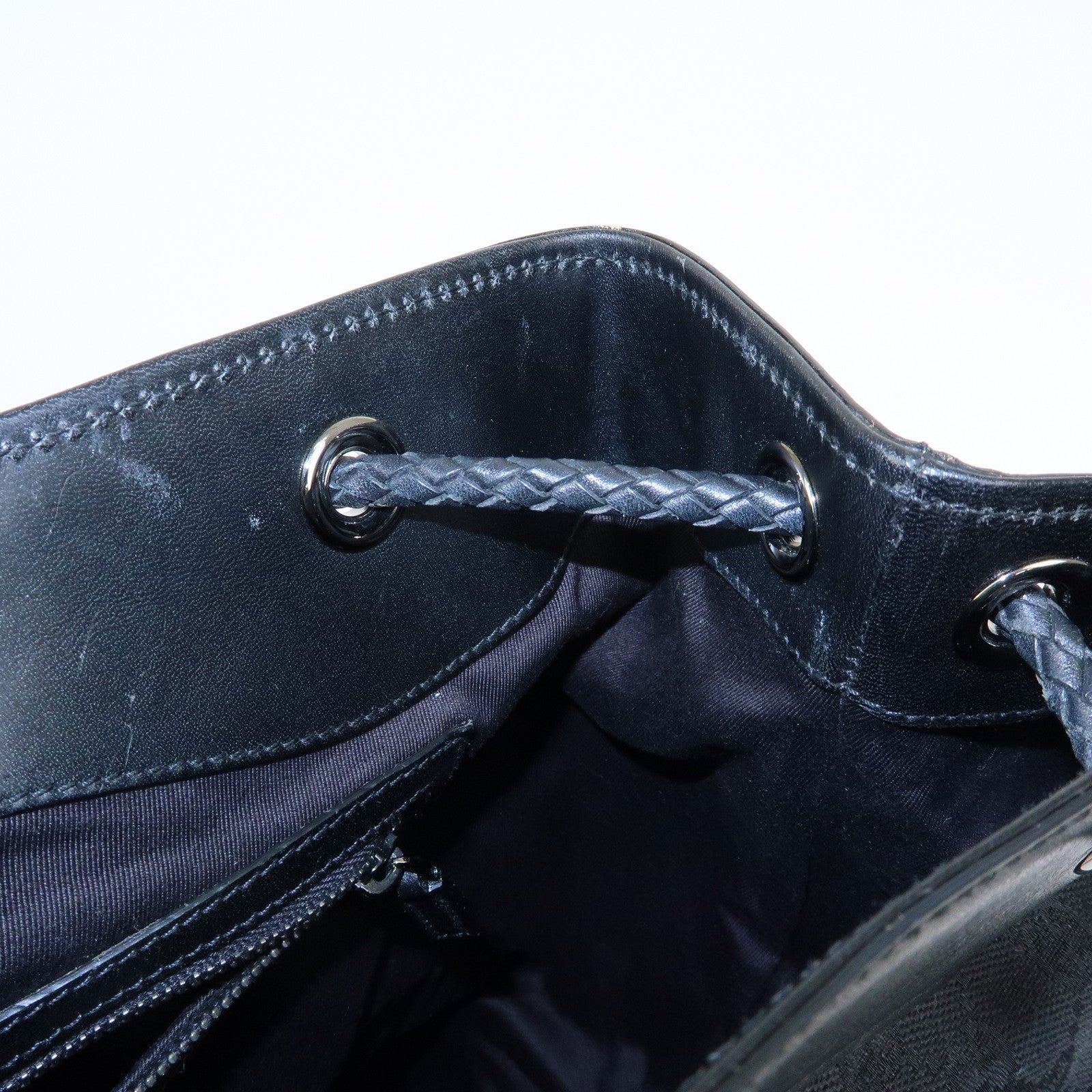 GUCCI GG Canvas Leather Shoulder Bag Tote Bag Black 109141