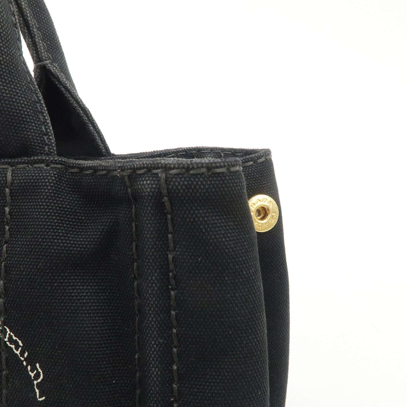 PRADA Logo Canapa Denim 2 Way Tote Bag Hand Bag Black B2642B Used
