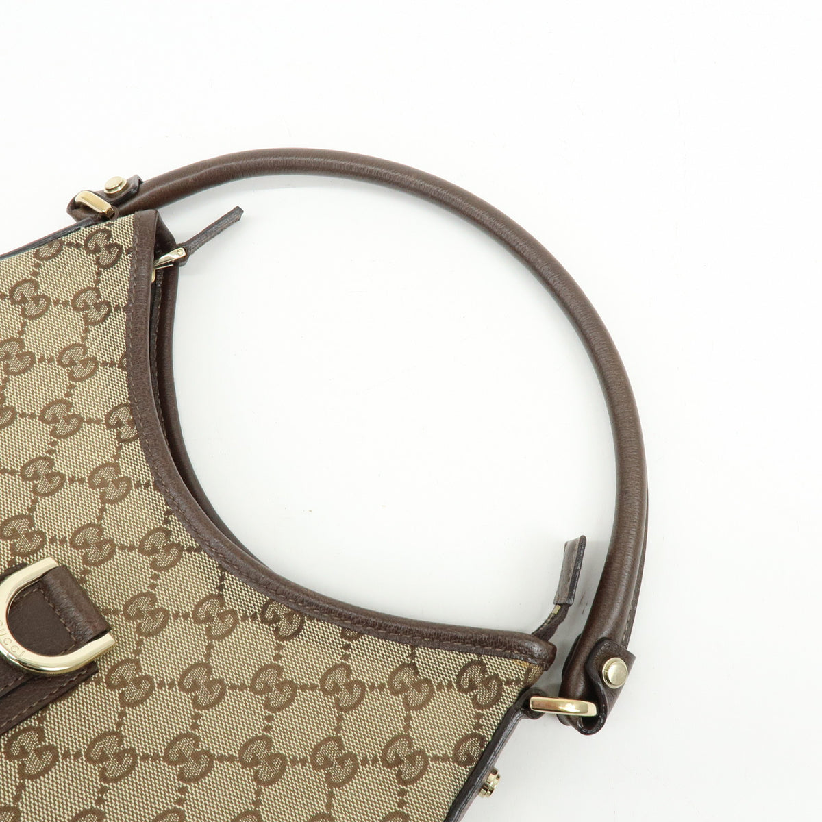 GUCCI Abbey GG Canvas Leather Shoulder Bag Hand Bag Beige Brown 130738