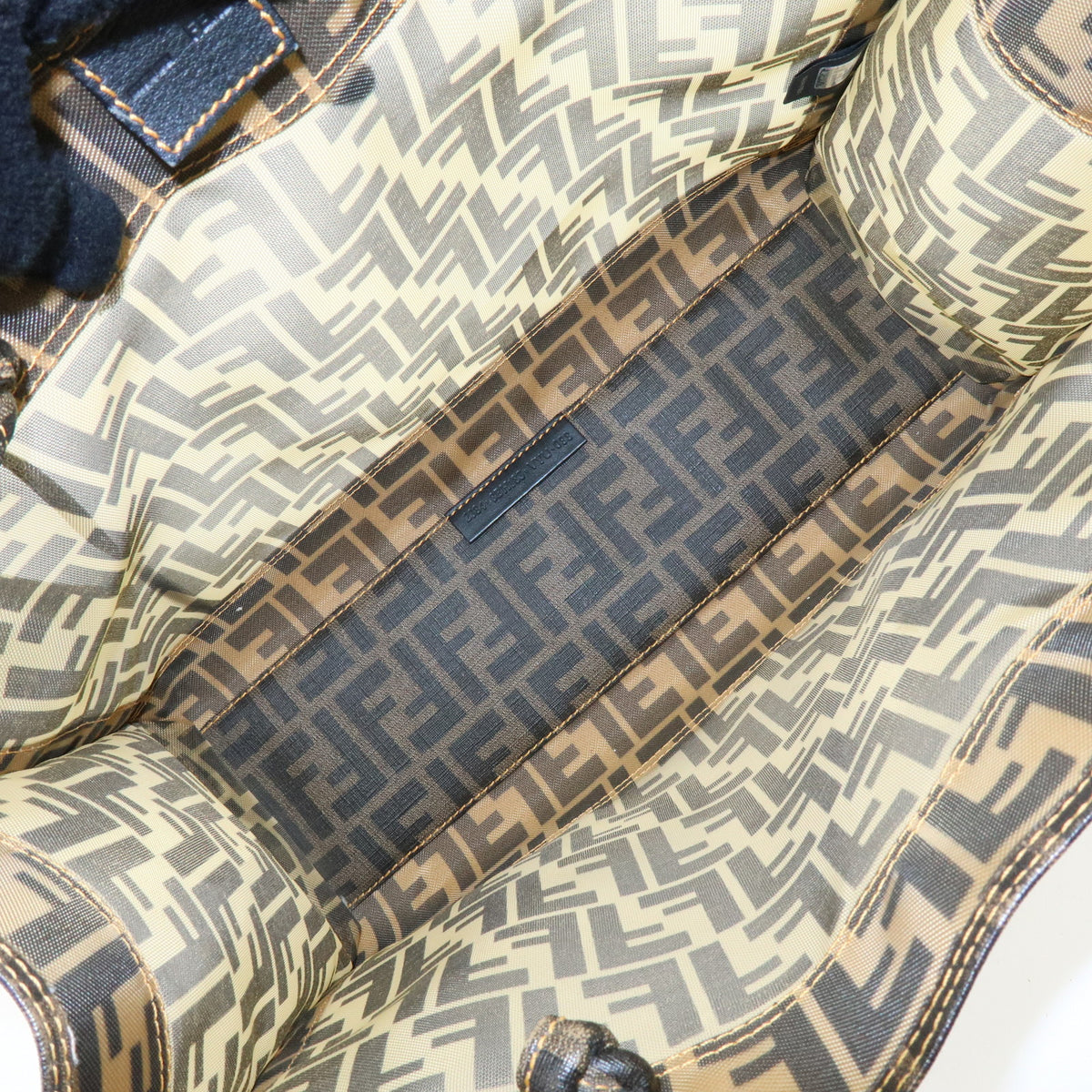 FENDI Zucca PVC Mesh Leather Tote Bag Shoulder Bag Brown Black 8BH183