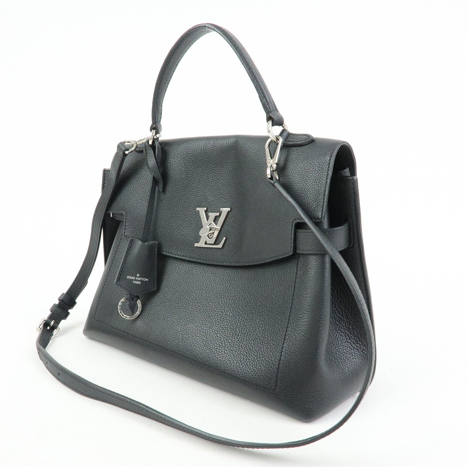 Louis Vuitton Lockme Ever MM Calf Leather 2Way Hand Bag Black M51395