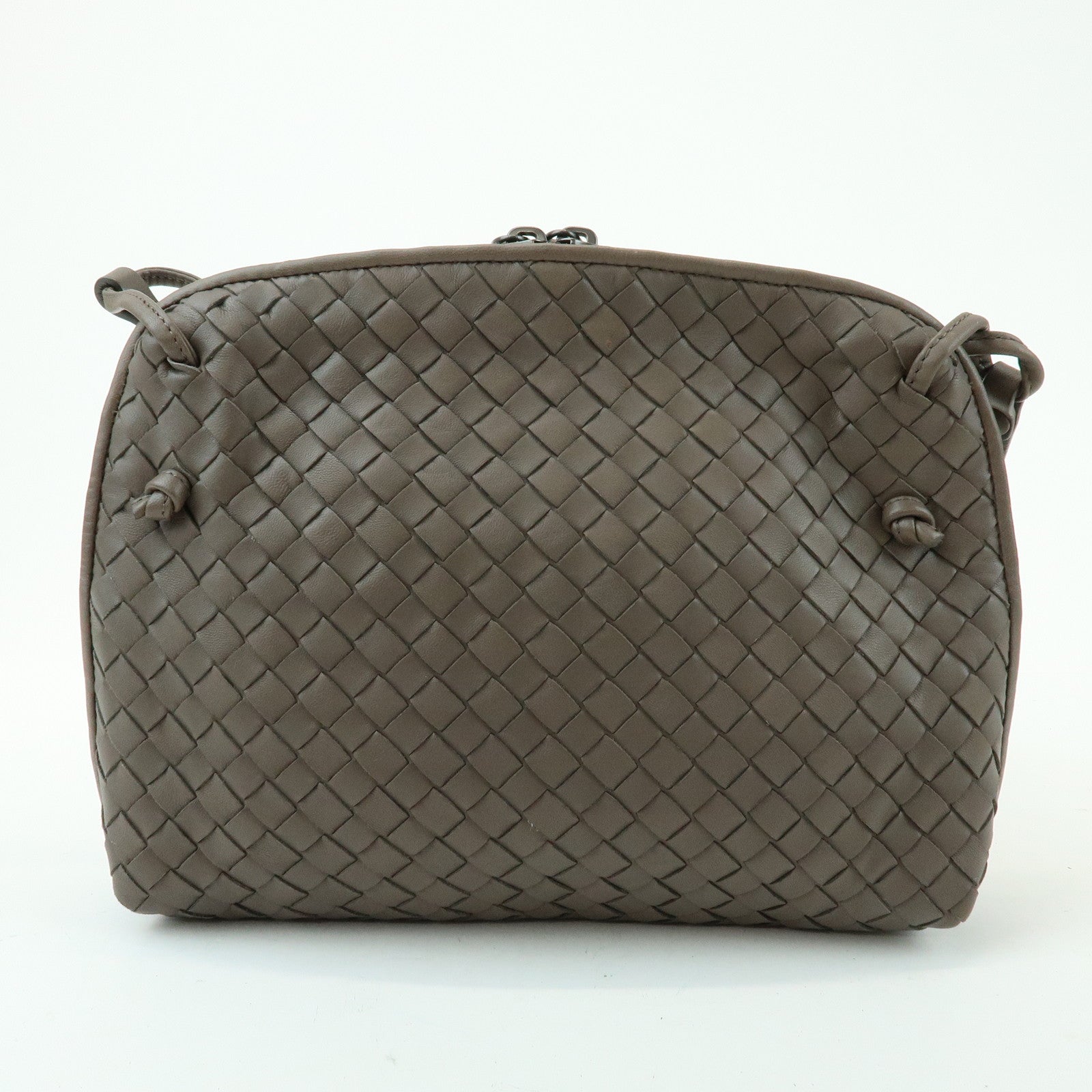 BOTTEGA VENETA Intrecciato Nodini Leather Shoulder Bag Brown