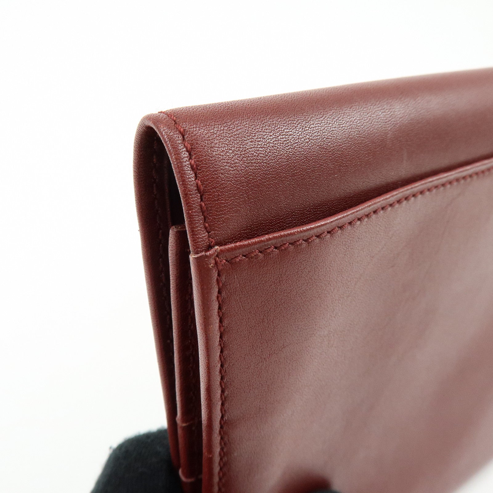 Cartier Must de Cartier Leather Clutch Bag Flat Pouch Bordeaux