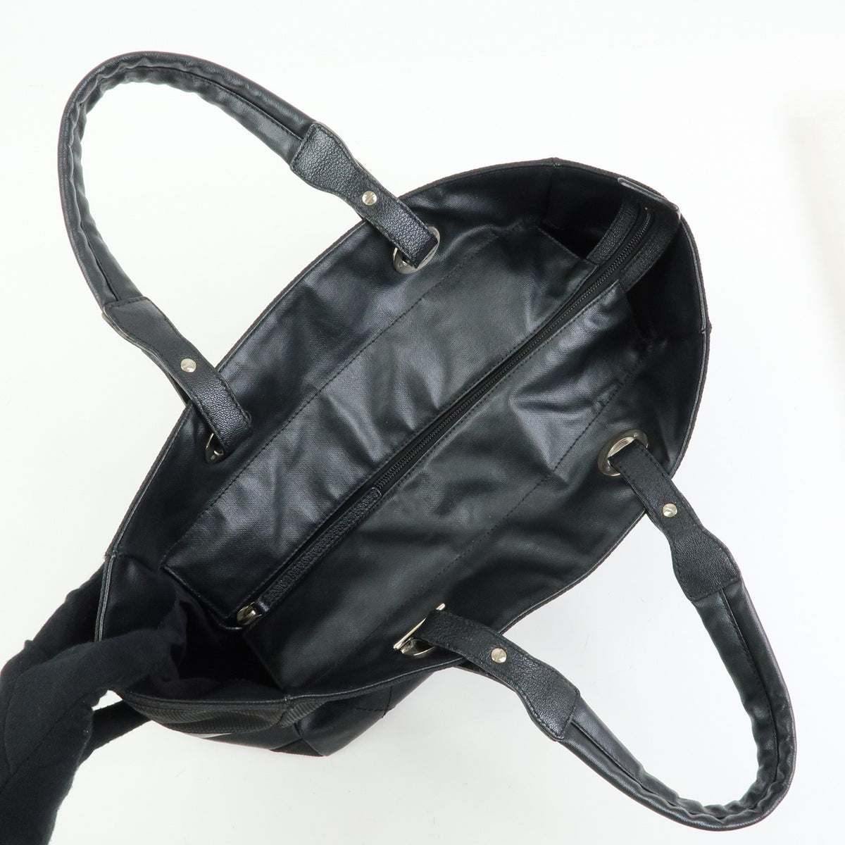 CHANEL Paris Biarritz MM PVC Leather Tote Bag Hand Bag Black A34209