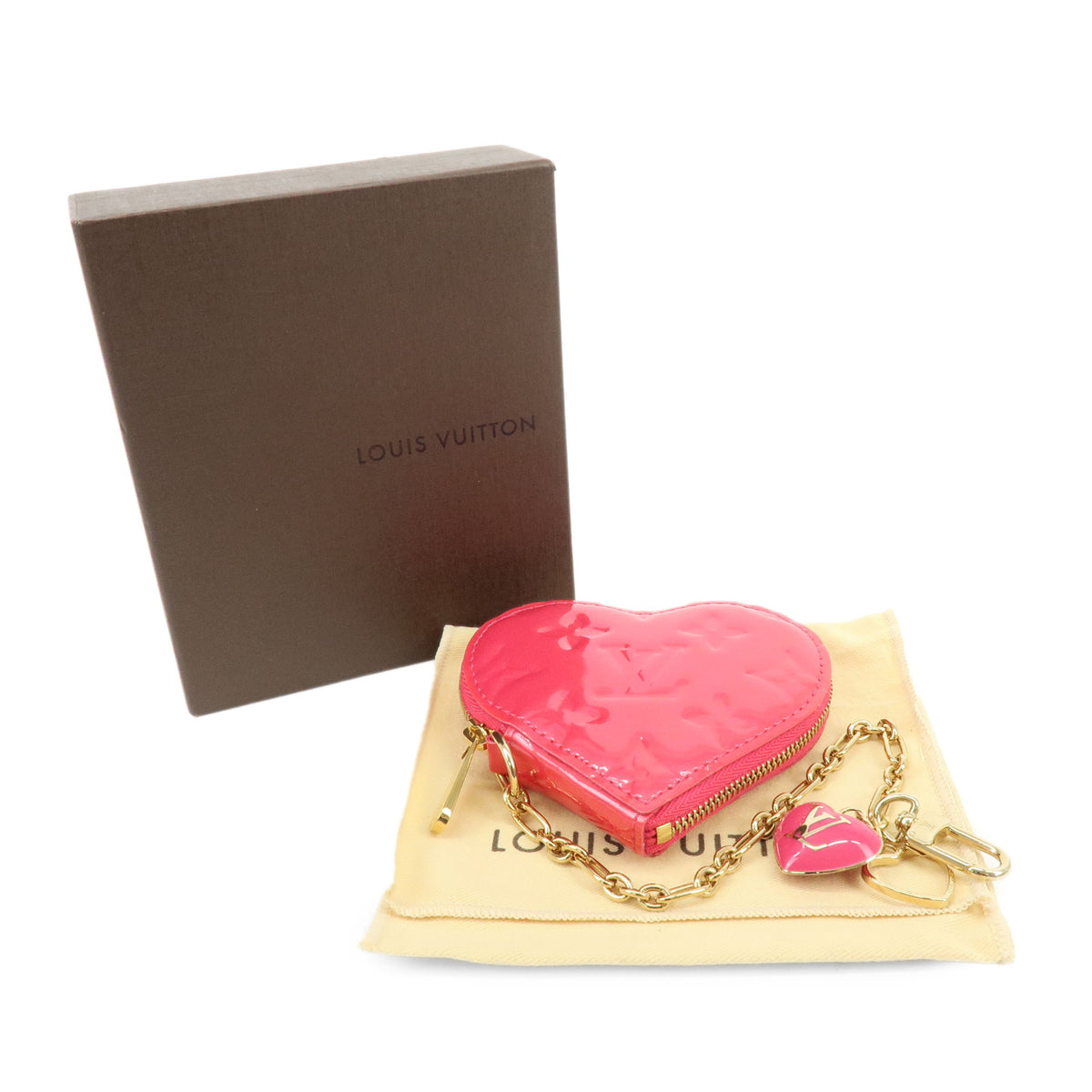 Louis Vuitton Monogram Vernis Porte Monnaie Coeur Coin Case Pink M93657