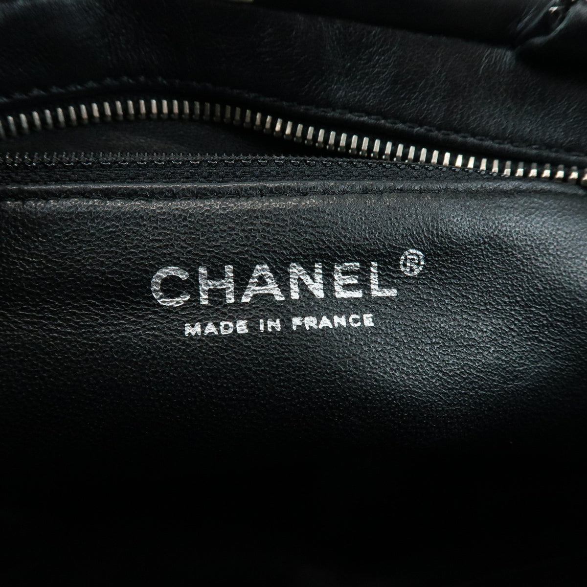 CHANEL COCO Mark Bicolor Lamb Skin Bowling Bag Hand Bag Black White