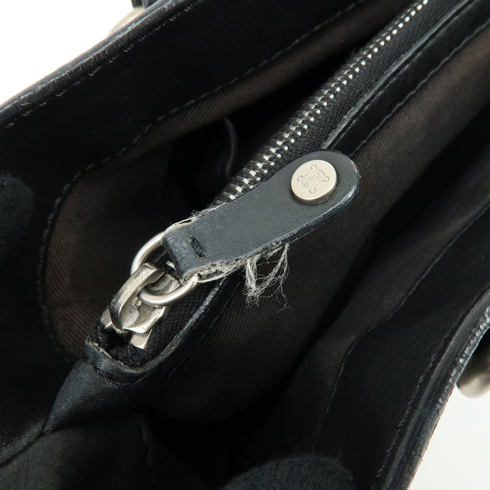CELINE Macadam Boogie Bag Leather Hand Bag Tote Bag Black