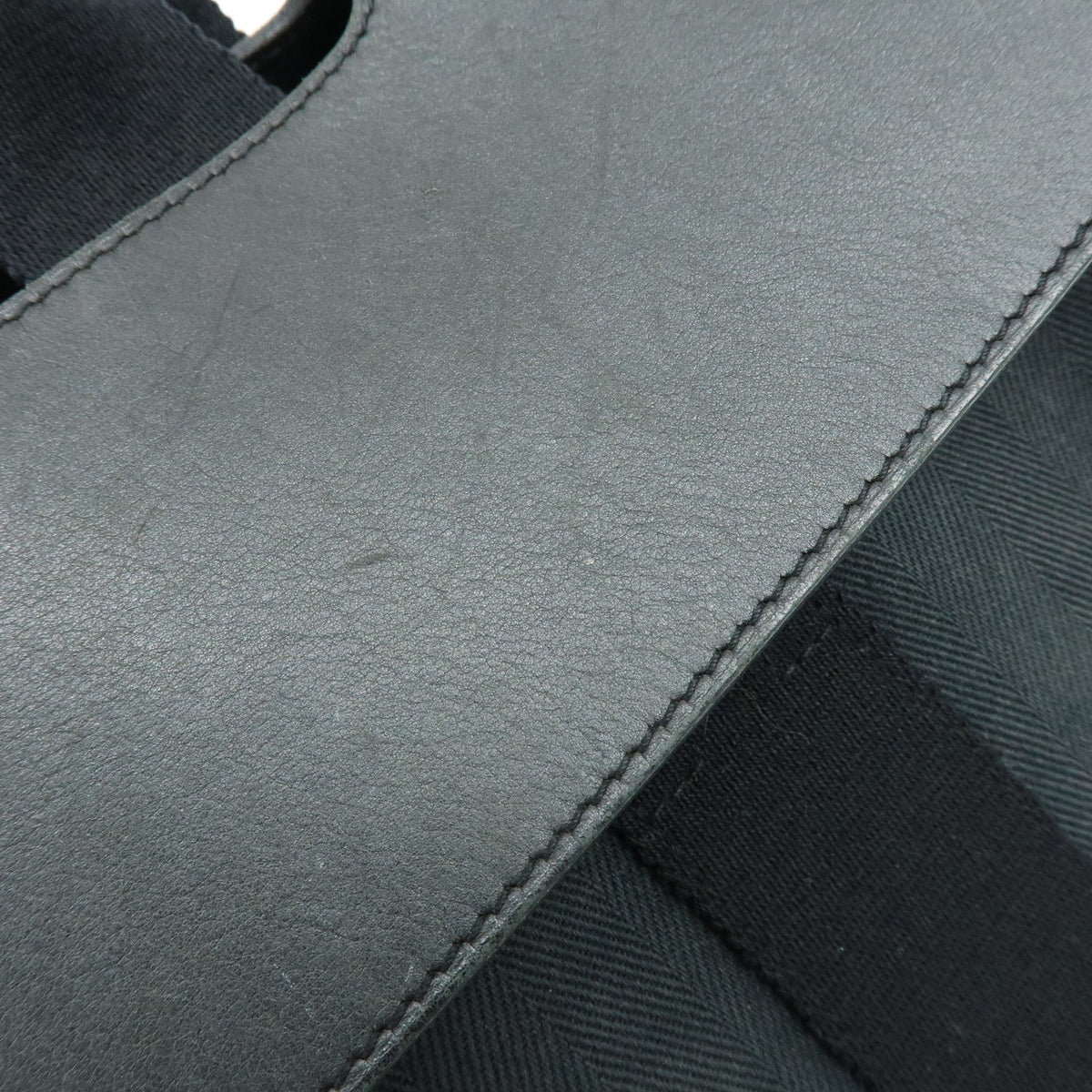 HERMES Valparaiso PM Canvas Leather Tote Bag Hand Bag Black