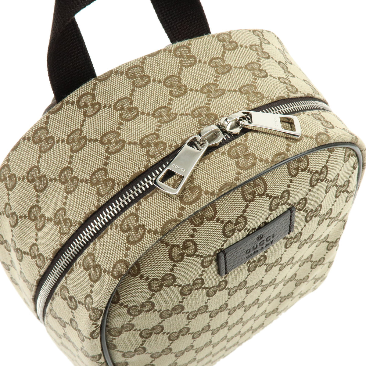 GUCCI GG Canvas Leather Backpack Rucksack Brown 449906