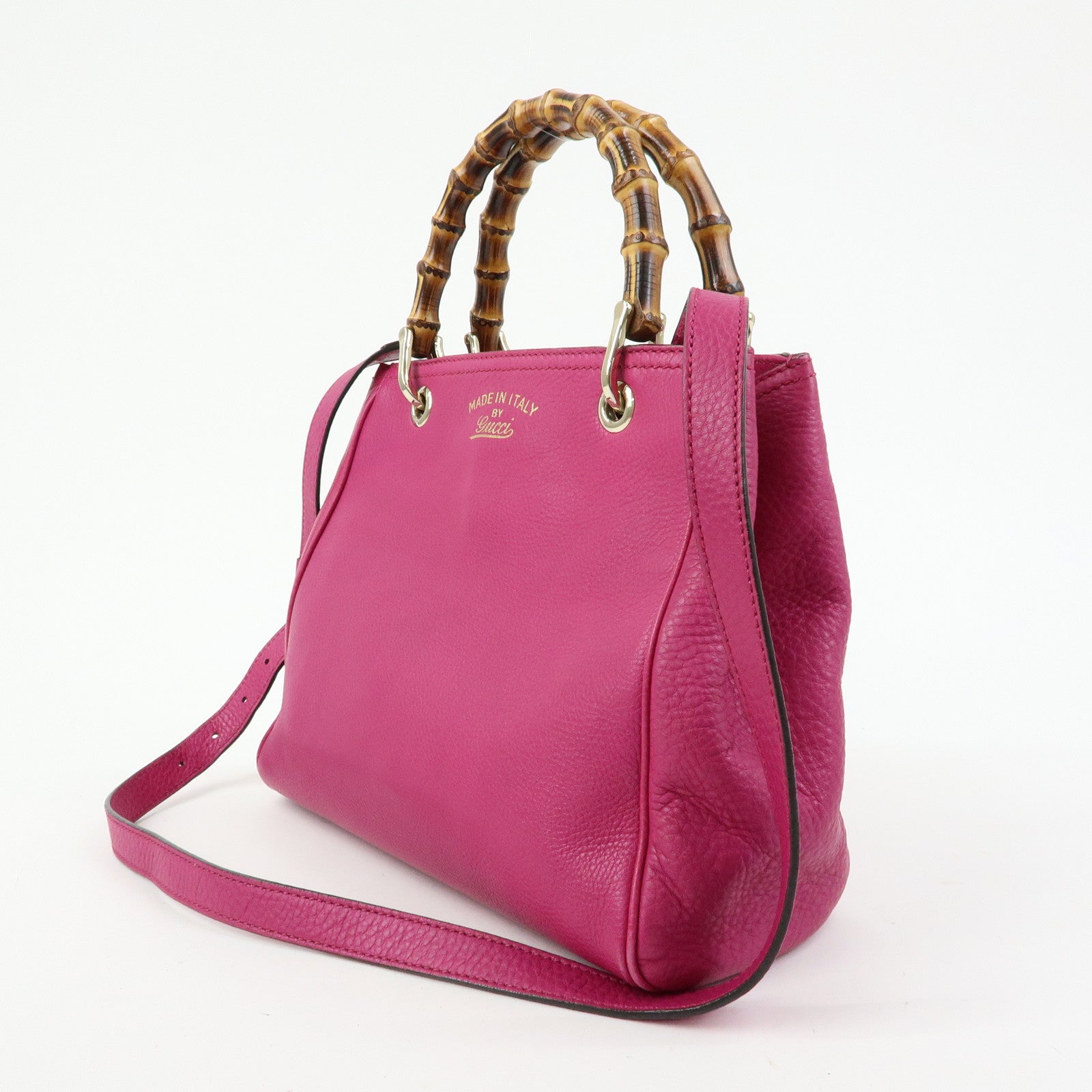 GUCCI Bamboo Shopper Small Leather 2Way Bag Tote Bag Pink 336032