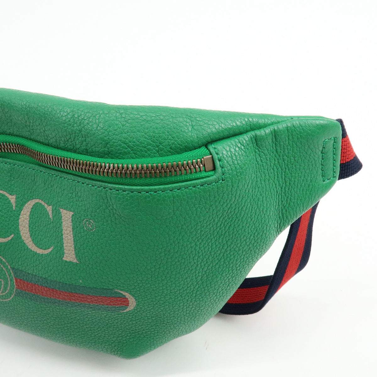 GUCCI Sherry Vintage Logo Leather Waist Bag Body Bag Green Red 493869