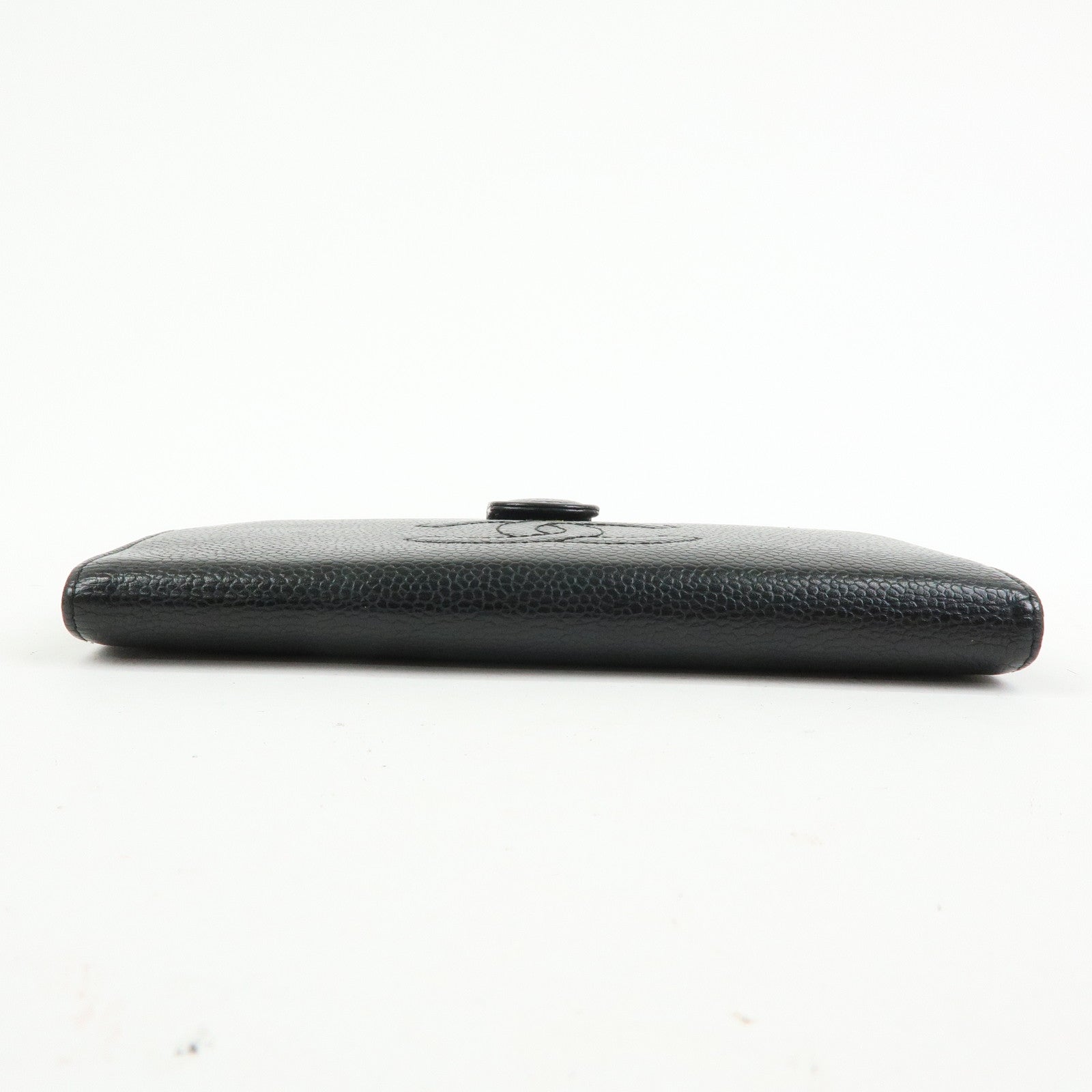 CHANEL COCO Mark Caviarskin Bi-fold Long Wallet Black A82281