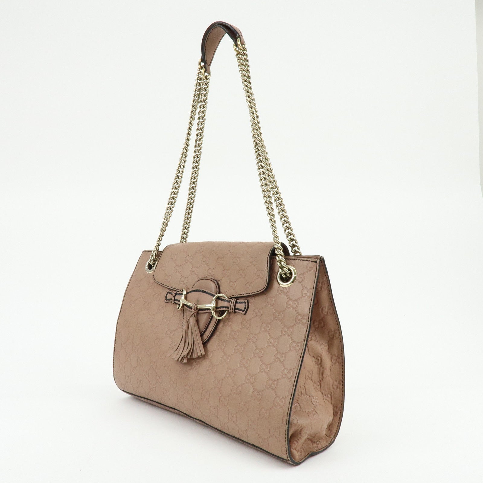 GUCCI Horsebit Guccissima Emily Leather Chain Shoulder Bag 295402