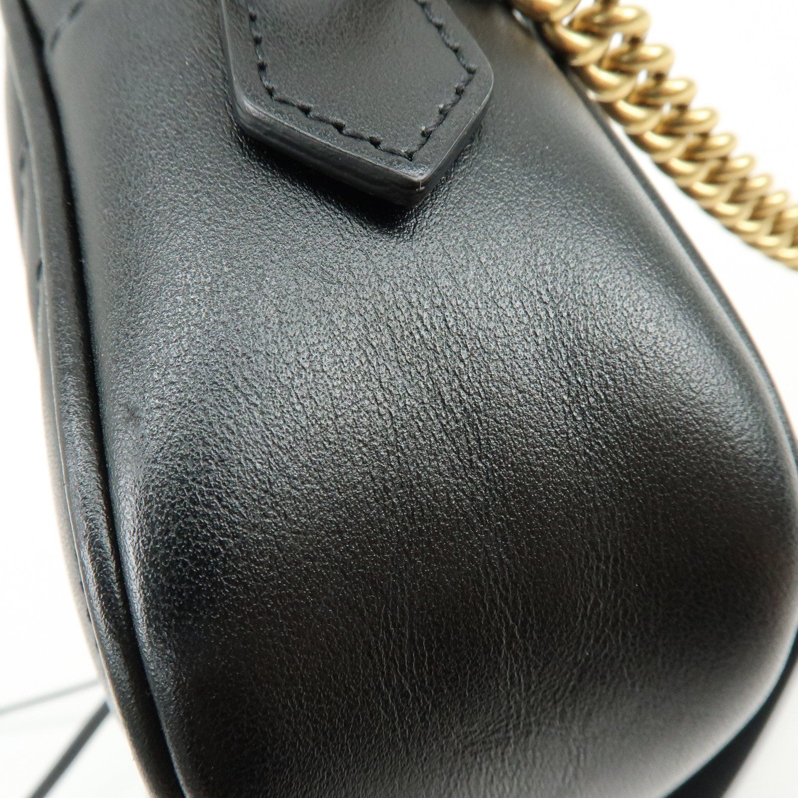 GUCCI GG Marmont Double G Leather Chain Shoulder Bag Black 448065
