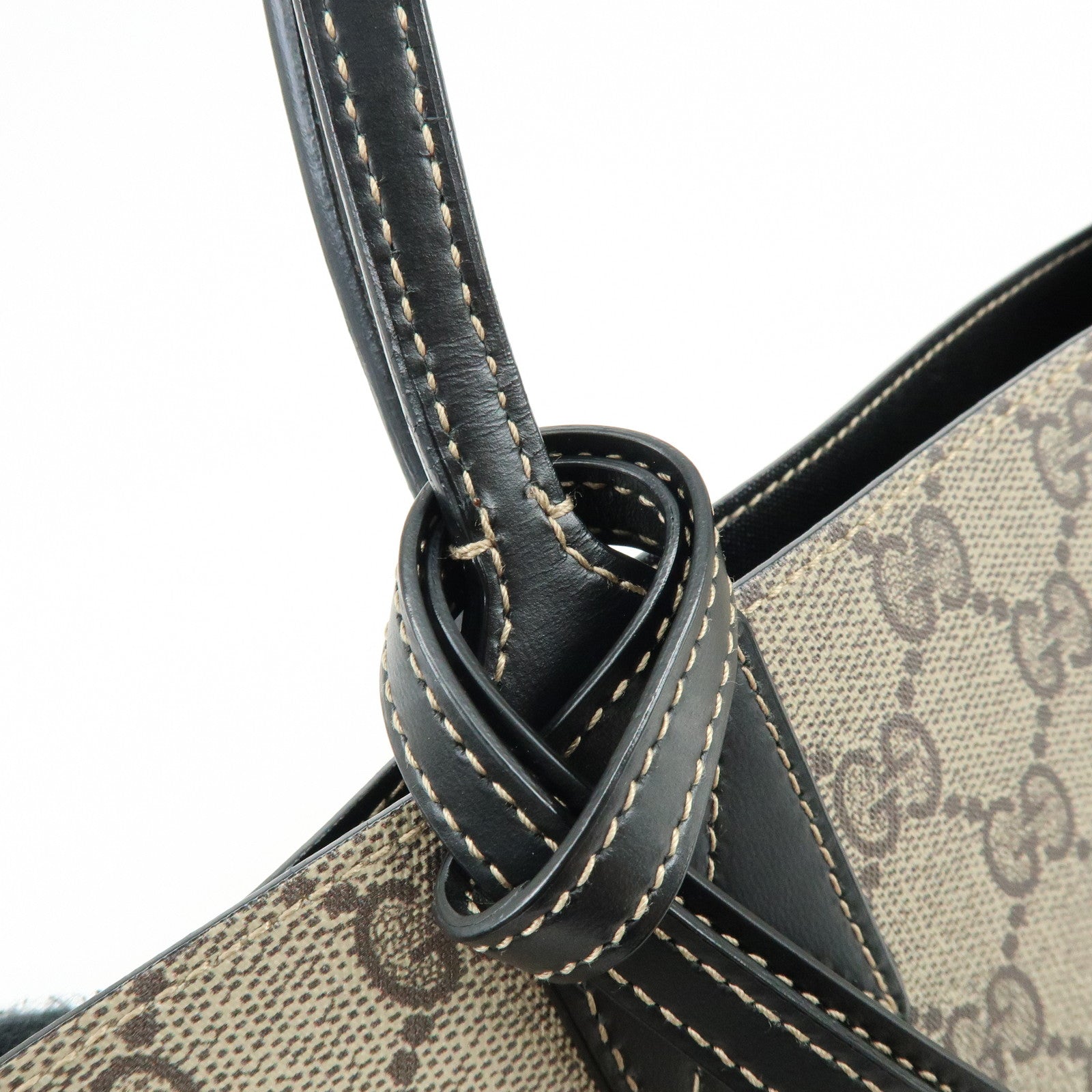 GUCCI GG Supreme Leather Reversible Tote Bag Hand Bag Beige 372618
