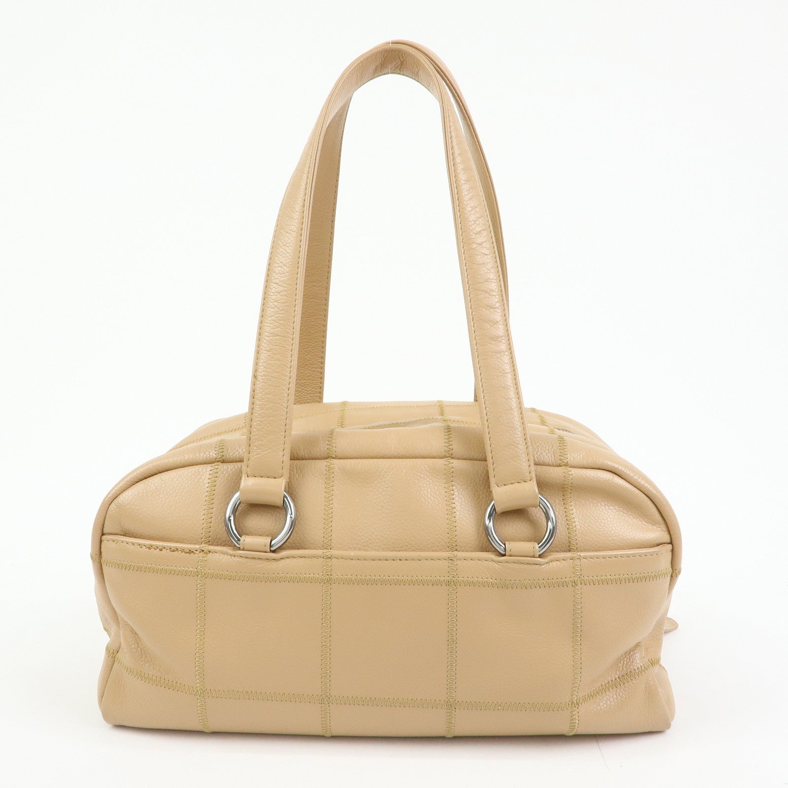 CHANEL Chocolate Bar Caviarskin Shoulder Bag Hand Bag Beige A26135