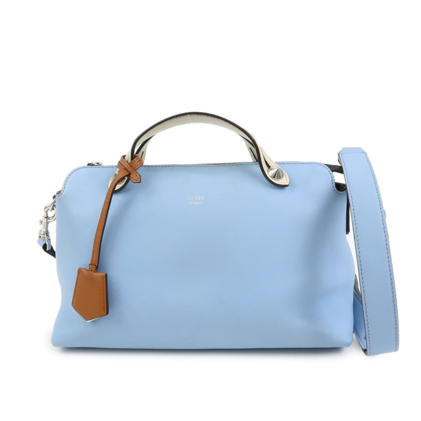 FENDI By The Way Medium Leather 2Way Bag Hand Light Blue 8BL146