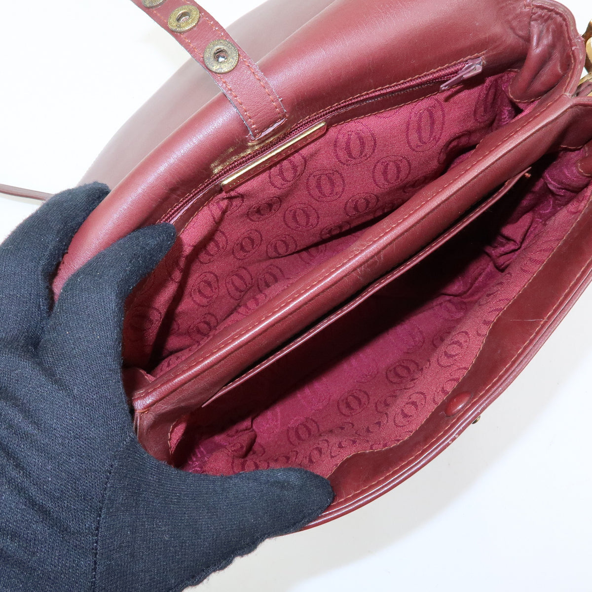Cartier Must de Cartier Leather Shoulder Bag Crossbody Bag Bordeaux