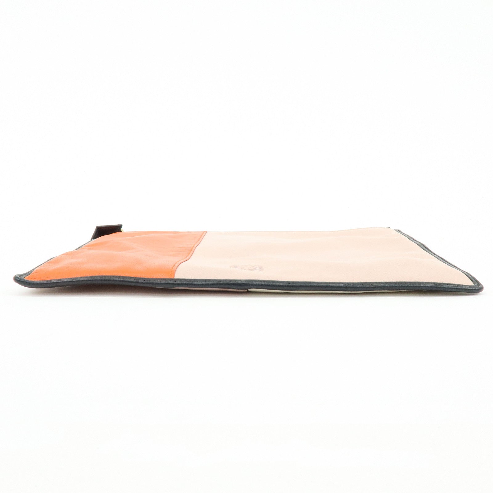 LOEWE Anagram Nappa Leather Clutch Bag Flat Pouch Pink Orange