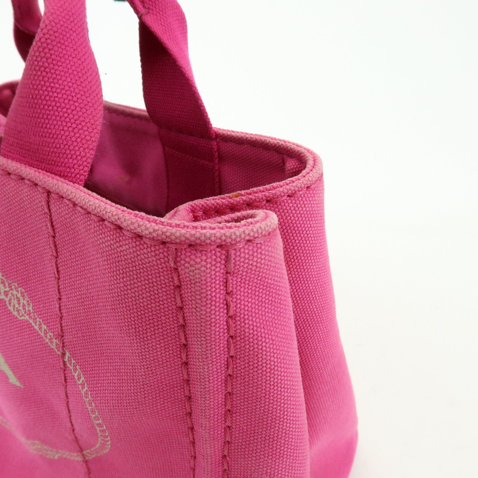 PRADA Triangle Logo Canapa Mini Canvas Tote Hand Bag Pink BN2439