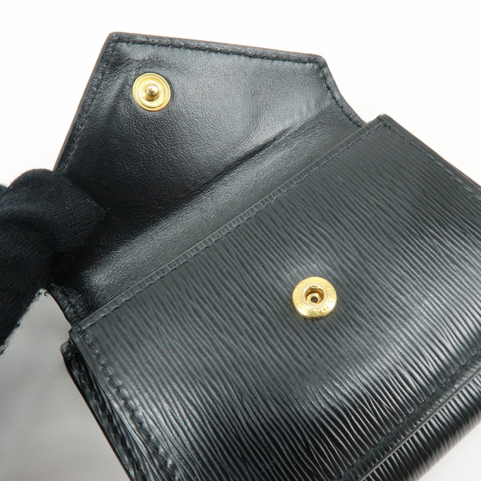 PRADA Vitello Move Leather Tri-fold Compact Wallet Black 1MH021