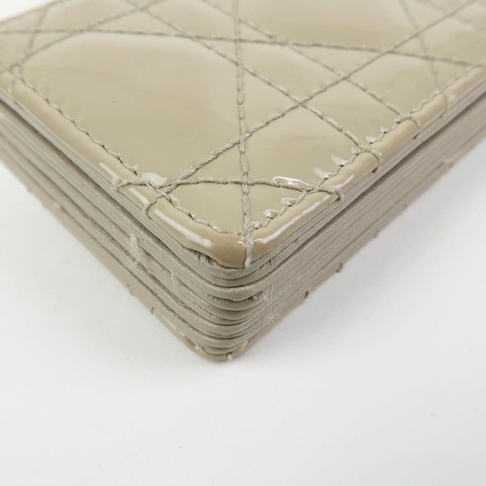 Christian Dior Lady Dior Cannage Jasmine Patent Leather Card Case