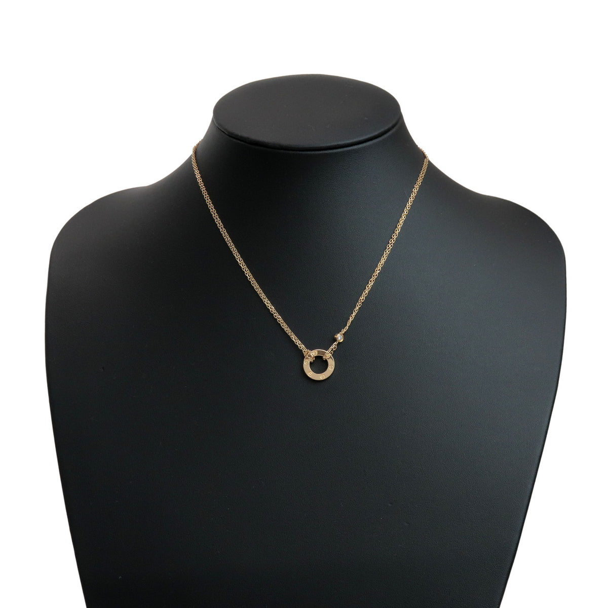 Cartier Love Circle 2P Diamond Necklace K18 750YG Yellow Gold
