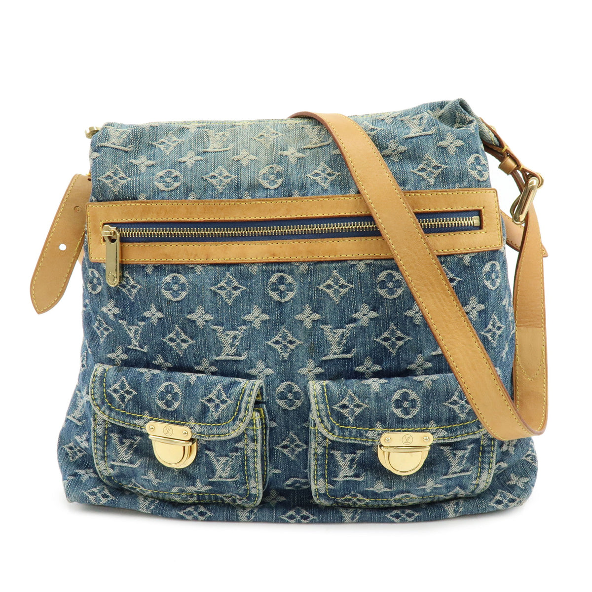 Louis Vuitton Monogram Denim Baggy GM Shoulder Bag Blue M95048