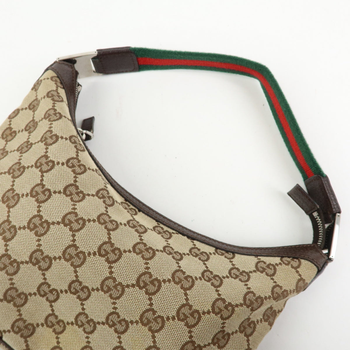 GUCCI Sherry GG Canvas Leather Shoulder Bag Hand Bag Brown 145812
