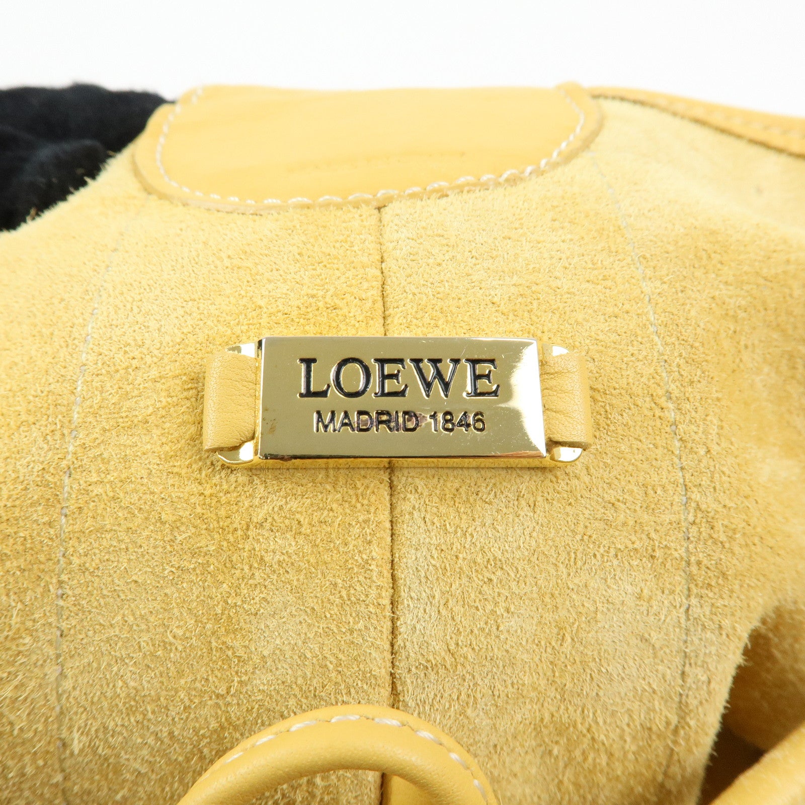 LOEWE Anton Anagram Leather Shoulder Bag Backpack Rucksack Mustard