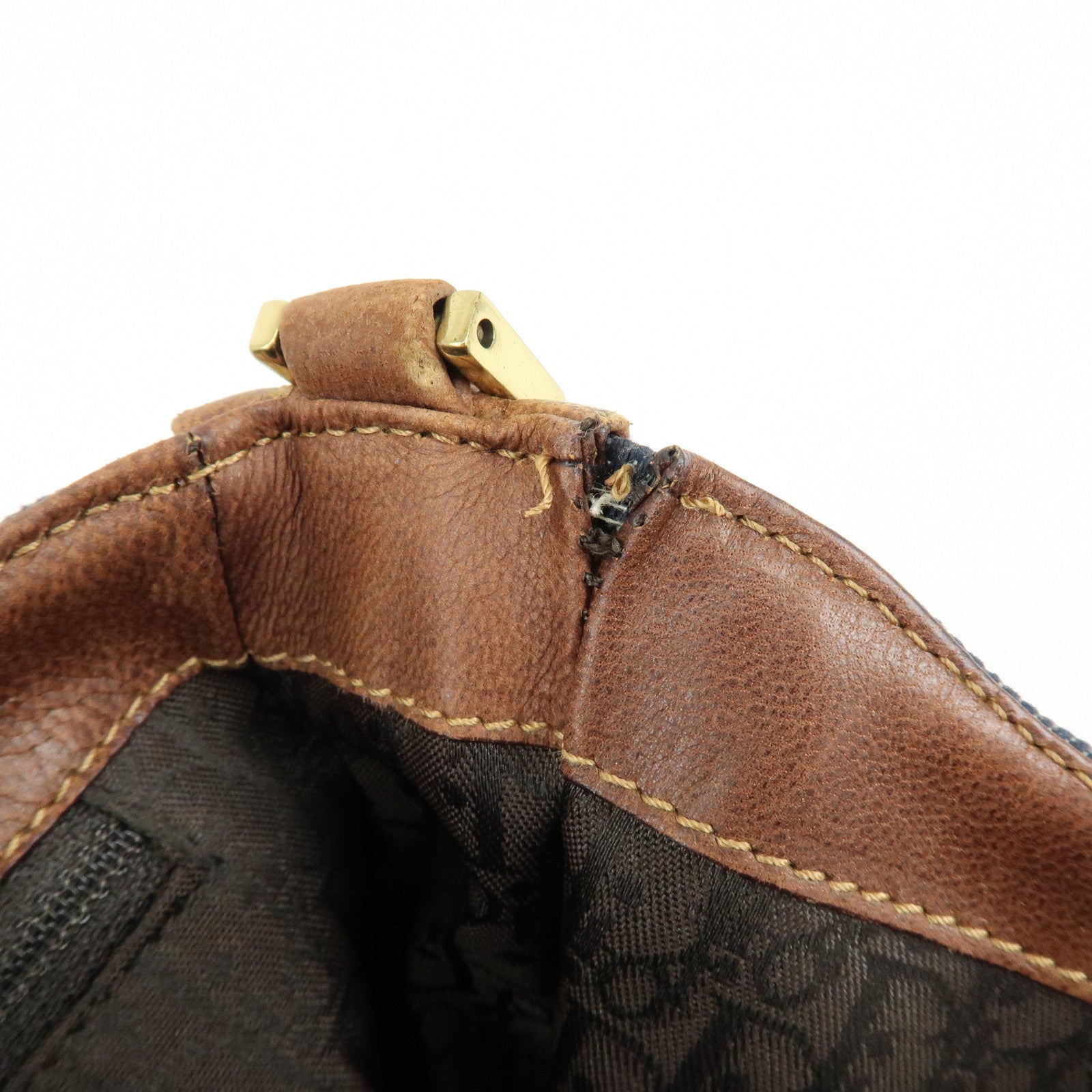 Christian Dior Street Chic Denim Leather Shoulder Bag Indigo Blue Brown