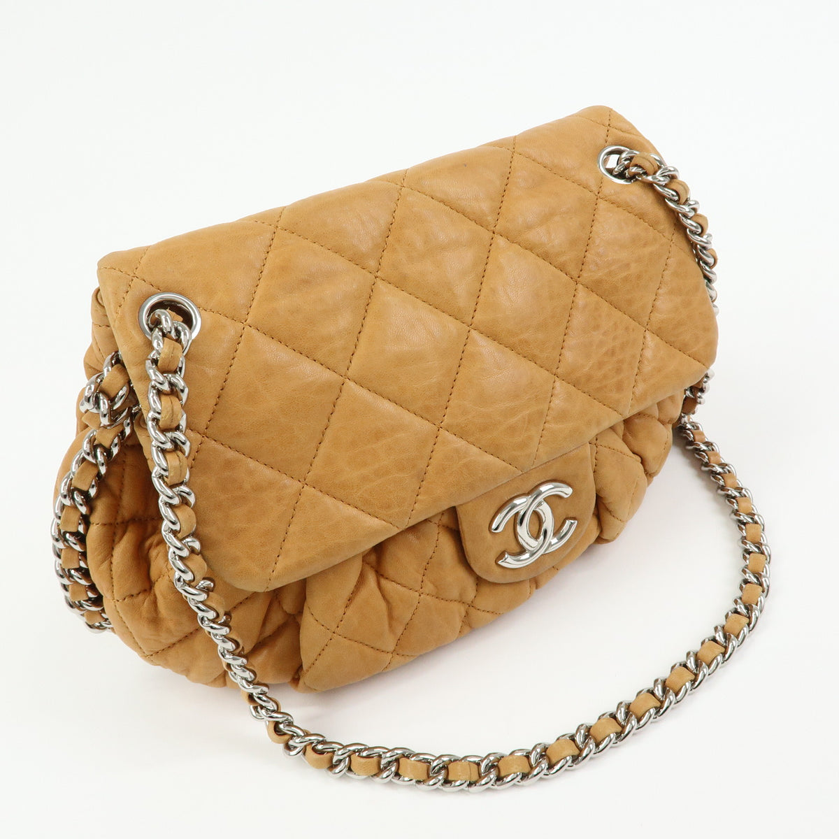 CHANEL Matelasse Luxury Line Lamb Skin Chain Shoulder Bag Brown A49889