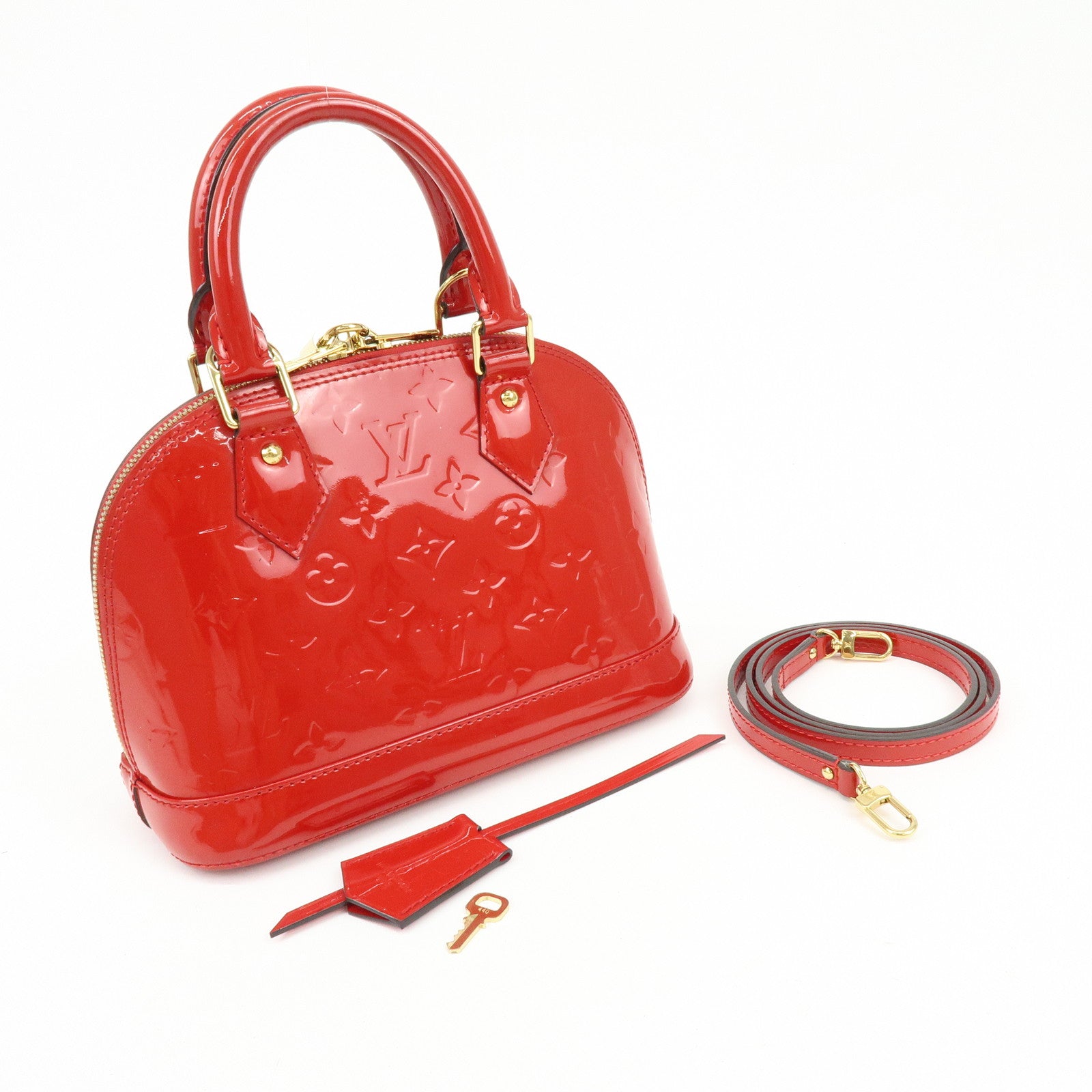 Louis Vuitton Monogram Vernis Alma BB 2Way Hand Bag Cerise M90174
