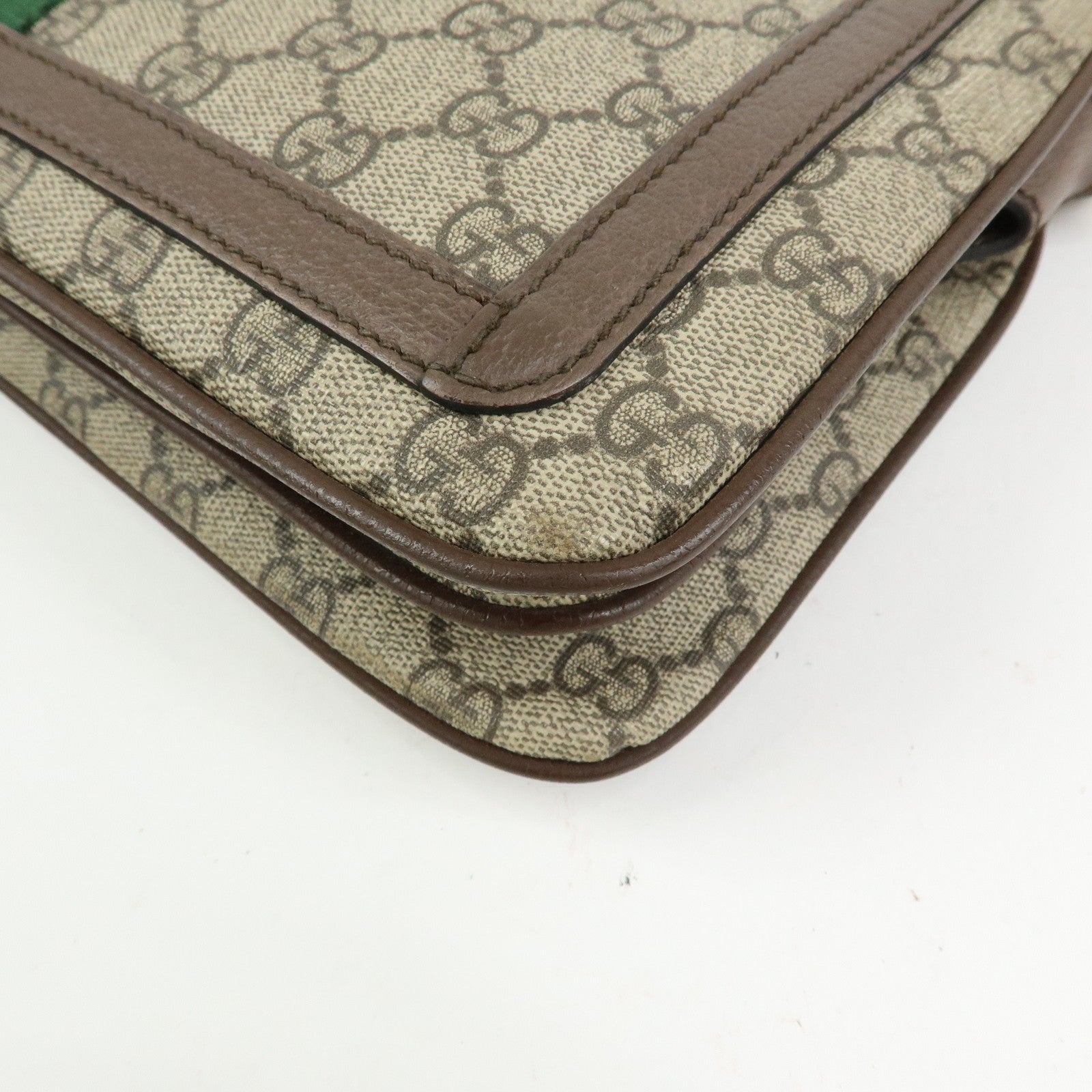 GUCCI Ophidia Sherry GG Supreme Leather Shoulder Bag Beige Brown 523354