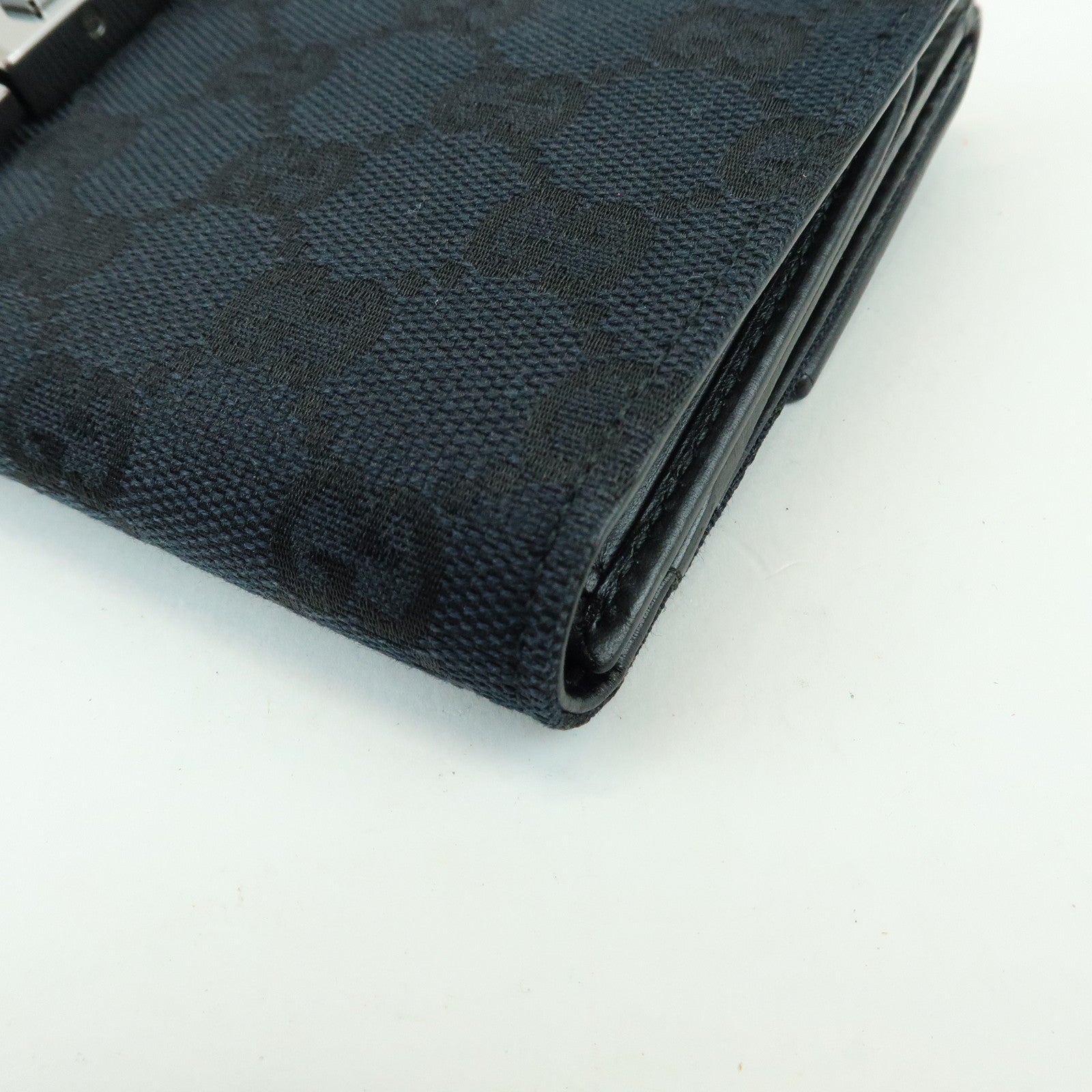 GUCCI Jackie GG Canvas Leather Bi-fold Long Wallet Black