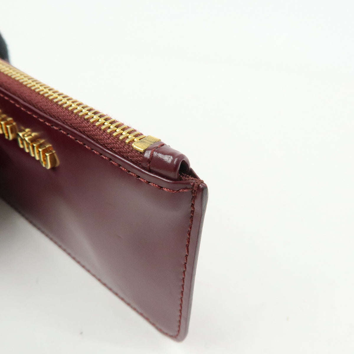 MIU MIU Leather Coin Case Key Ring Pouch Purse Bordeaux Wine Red
