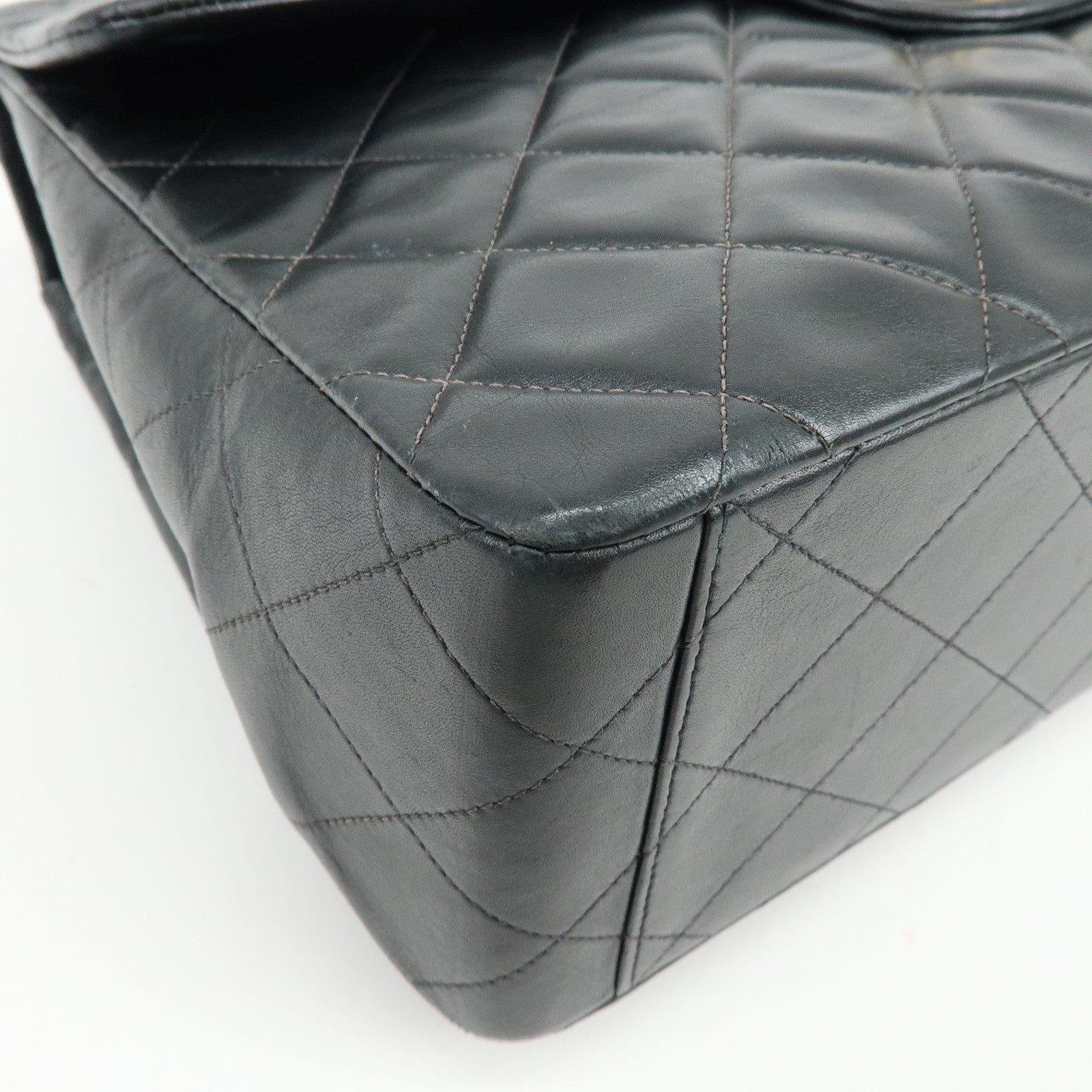 CHANEL Jumbo Matelasse 34 Lamb Skin Shoulder Bag Black A01094