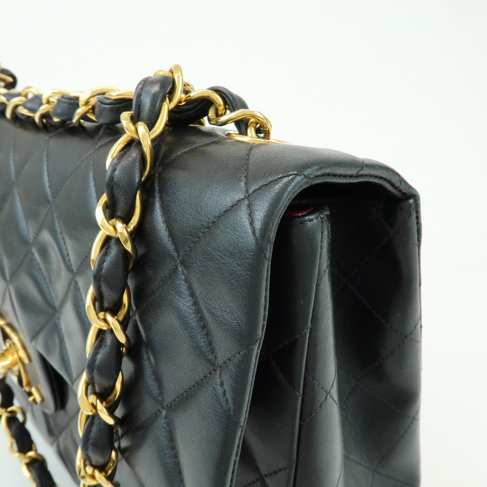 CHANEL Jumbo Matelasse 34 Lamb Skin Chain Shoulder Bag Black A01094