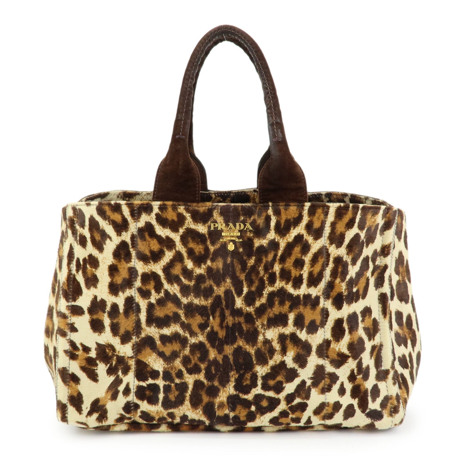 PRADA Triangle Logo Unborn Calf Canapa 2Way Tote Hand Bag BN1877