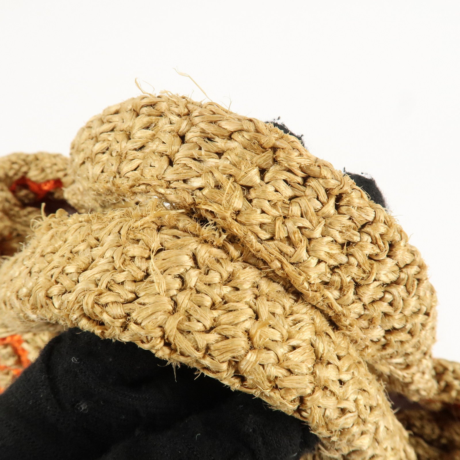 PRADA Triangl Logo Braded Tote Bag Hand Bag Orange Beige Used