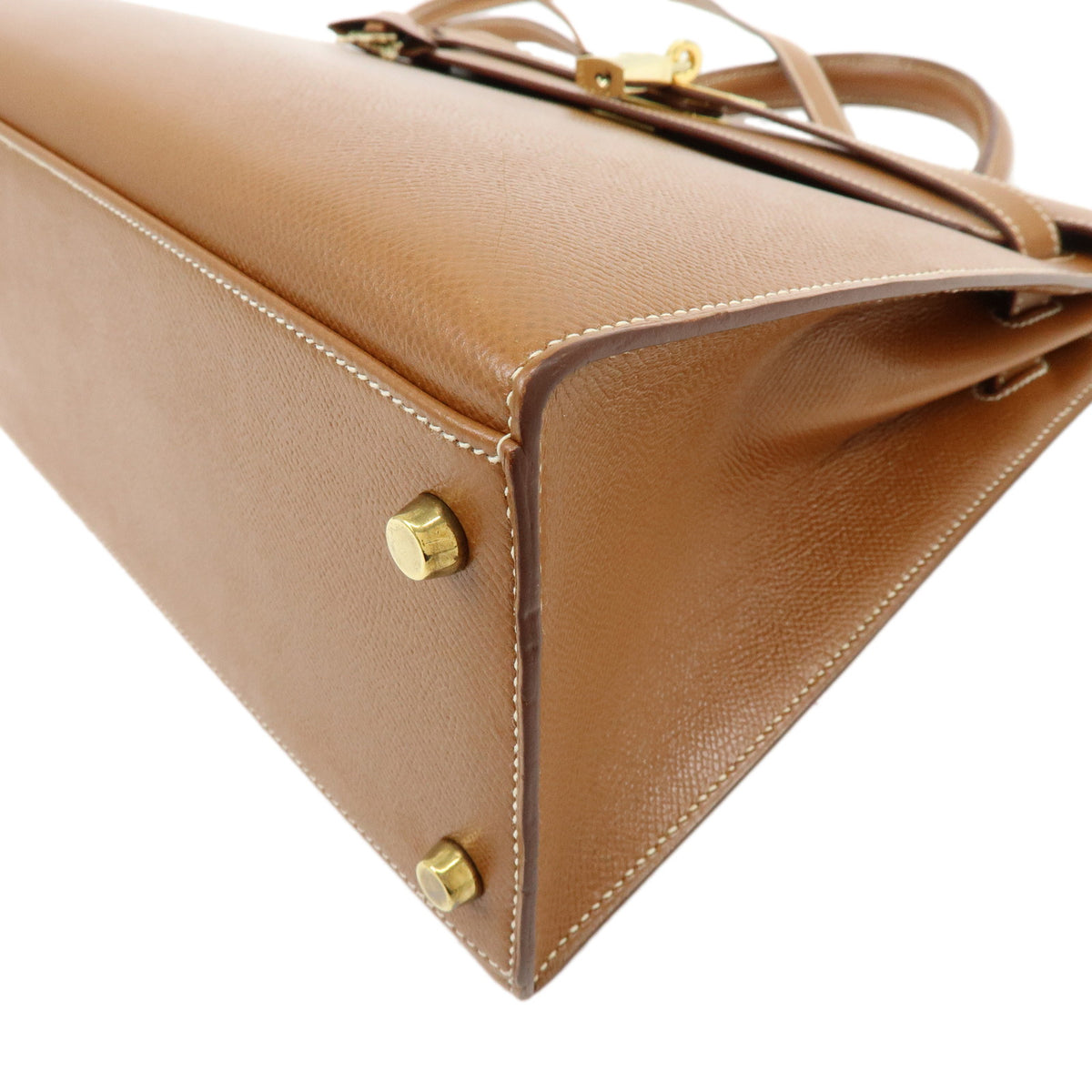 HERMES Kelly 32 Sellier Courchevel 2Way Bag Hand Bag 〇V Stamped Gold