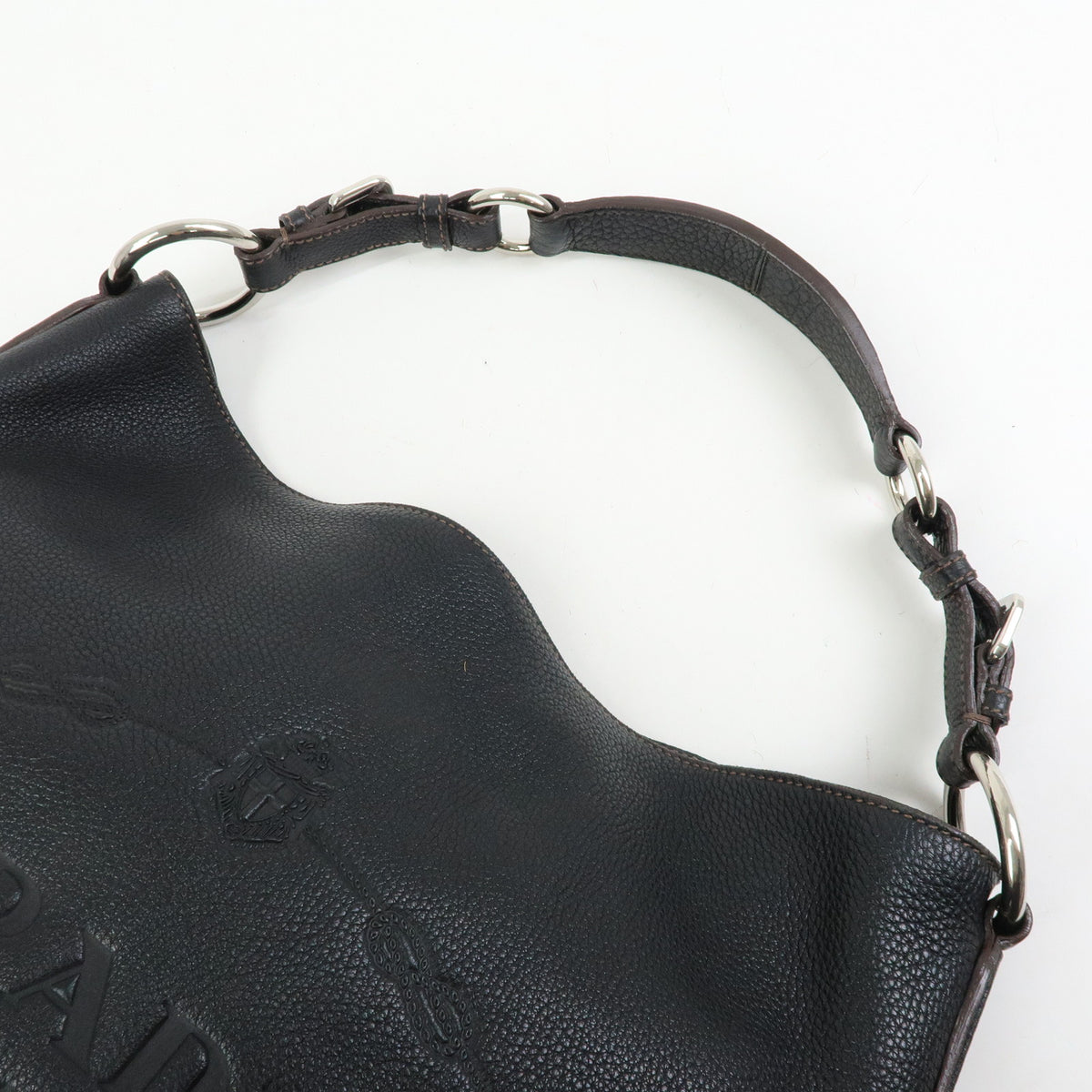 PRADA Leather Shoulder Bag Hand Bag Black BR3648