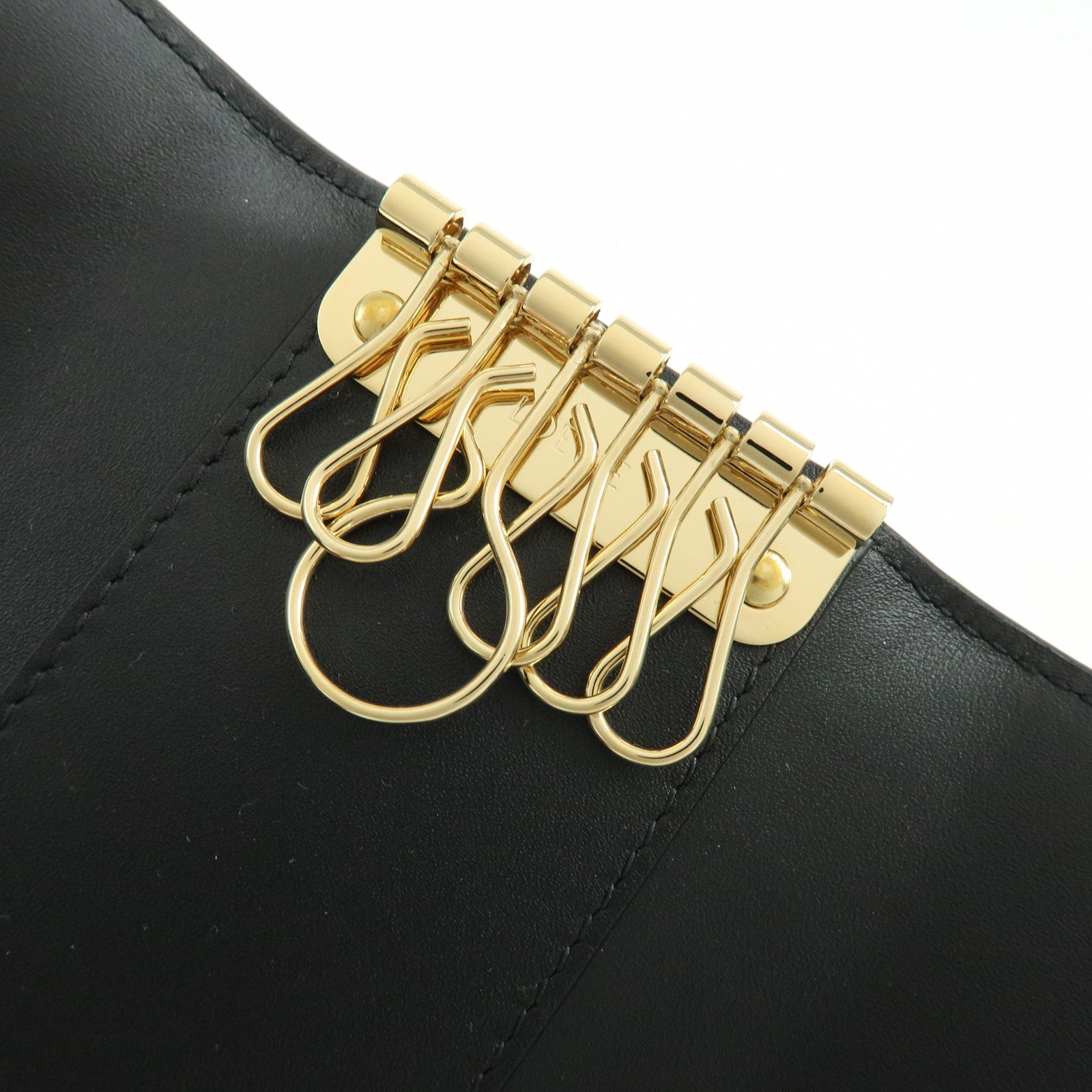 LOEWE Repeat Anagram Calf Leather 6 Ring Key Case Key Holder Black