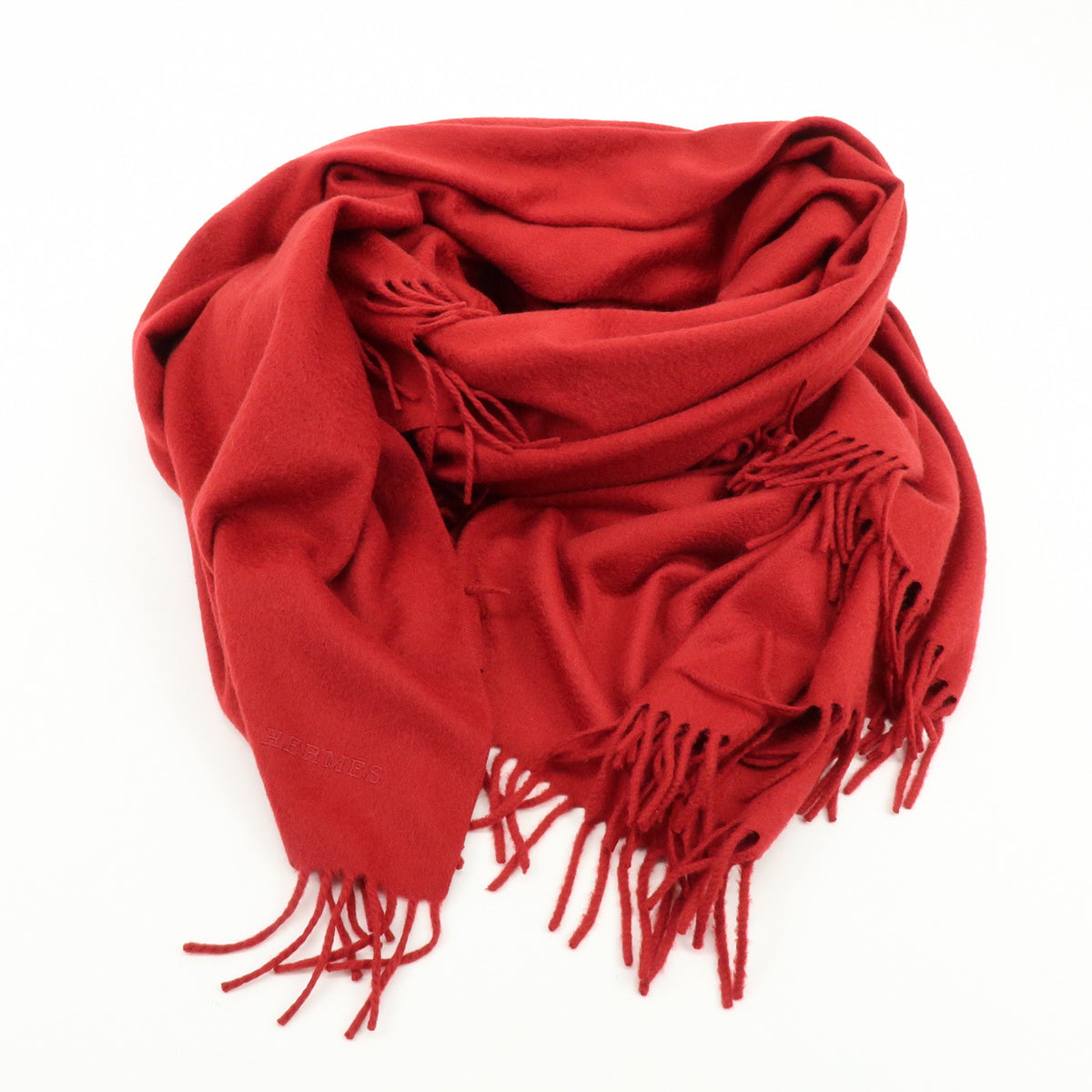 HERMES Cashmere 100% Oversized Scarf Stole Blanket Red