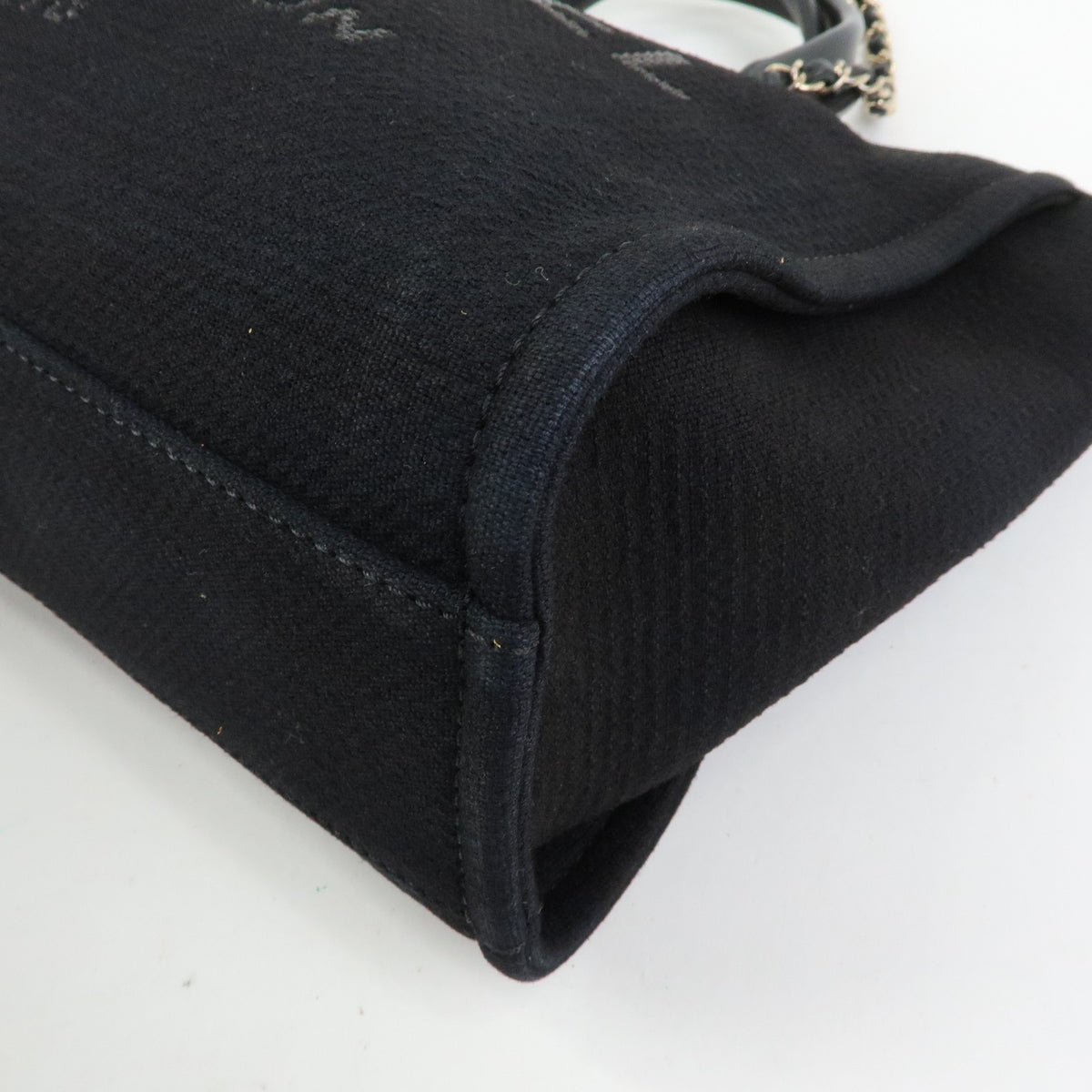 CHANEL Deauville Tote MM 2WAY Hand Bag Shoulder Bag Black A57069