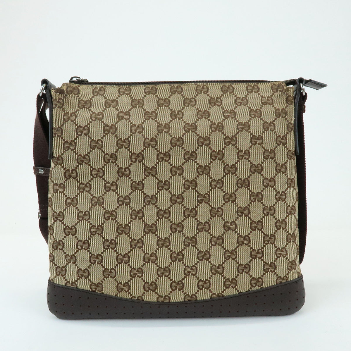 GUCCI GG Canvas Leather Shoulder Bag Crossbody Bag Beige Brown 145857