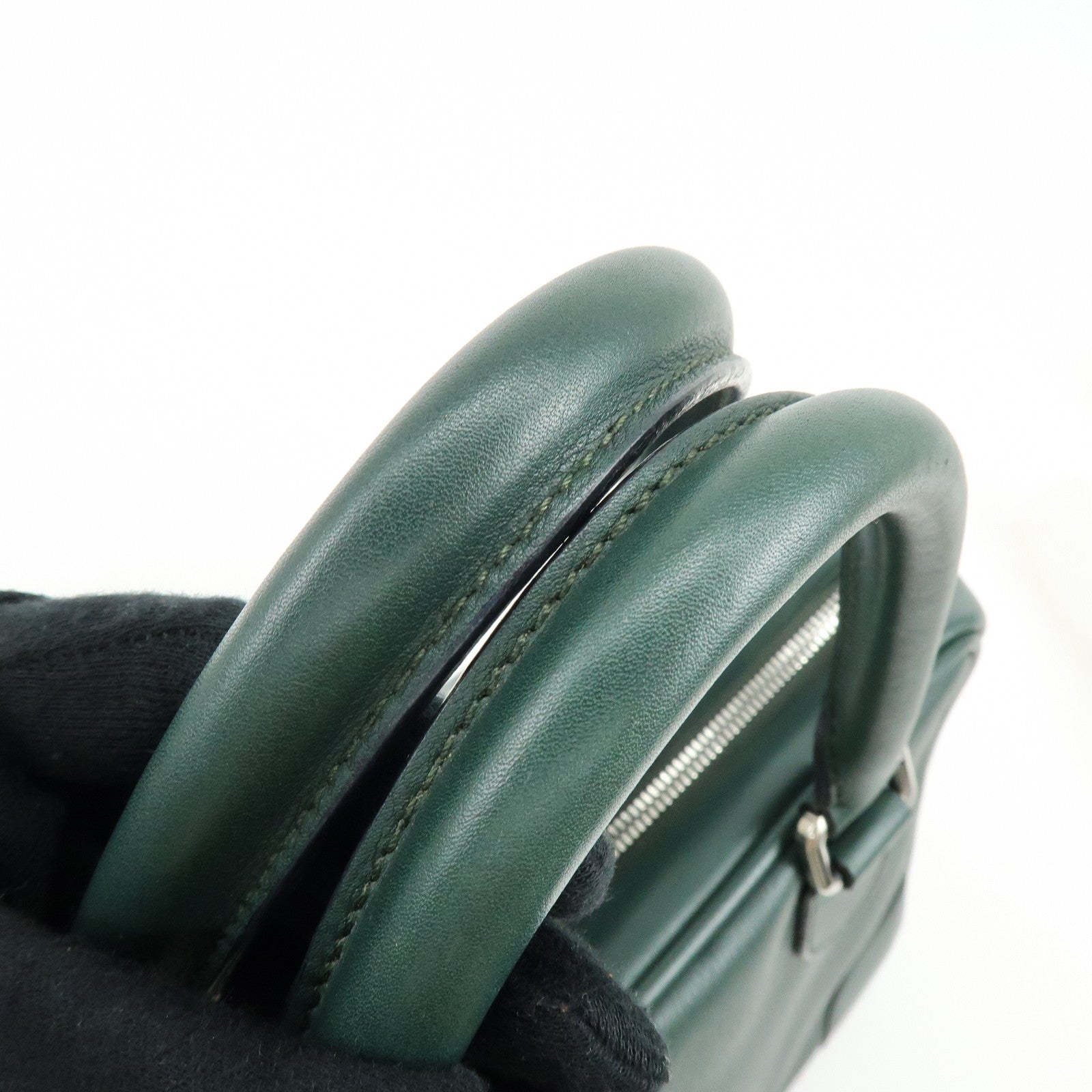 LOEWE Anagram Amazona Leather Boston Bag Hand Bag Dark Green