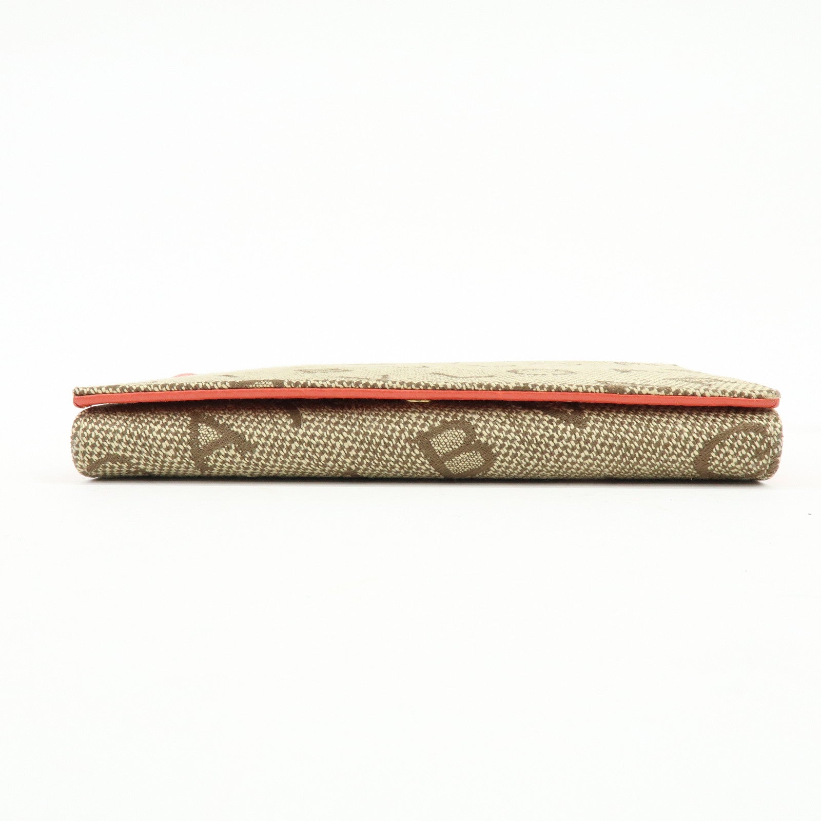 BVLGARI Logomania Jacquard Leather Bi-fold Long Wallet 2Way Bag Beige