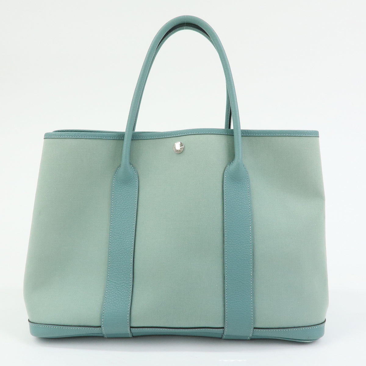 HERMES Garden Party PM Toile Officier N Stamped Tote Bag Sage Green
